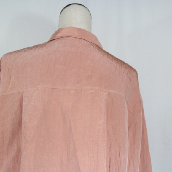 House Of Harlow 1960 Long Sleeve Button Down Shirt In Pale Peach Size M - Picture 8 of 12